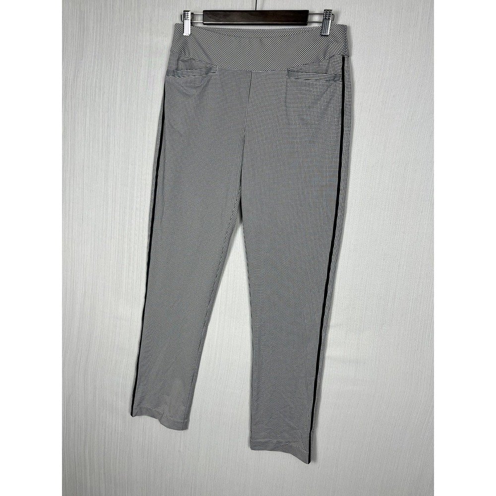 Tail Golf Tech Pants Women 8 Black White Gingham Side Stripe Athletic Sporty